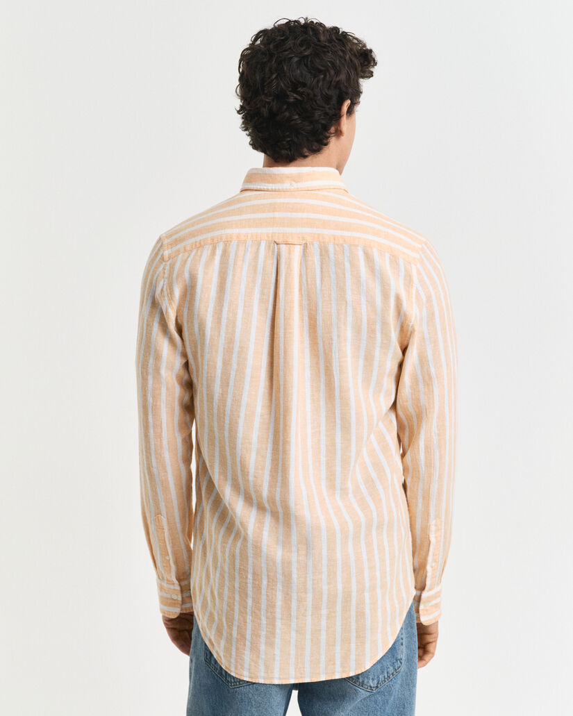 Chemise coupe regular en coton et lin à rayures