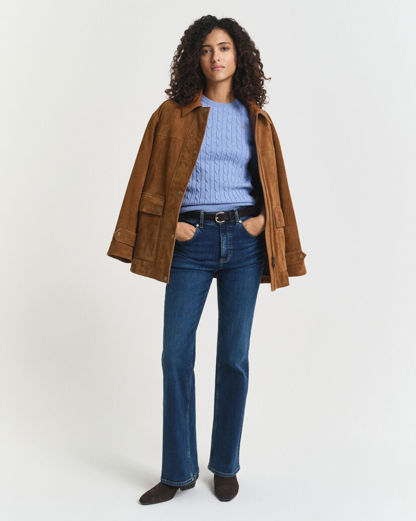 Pull en maille de coton stretch à torsades