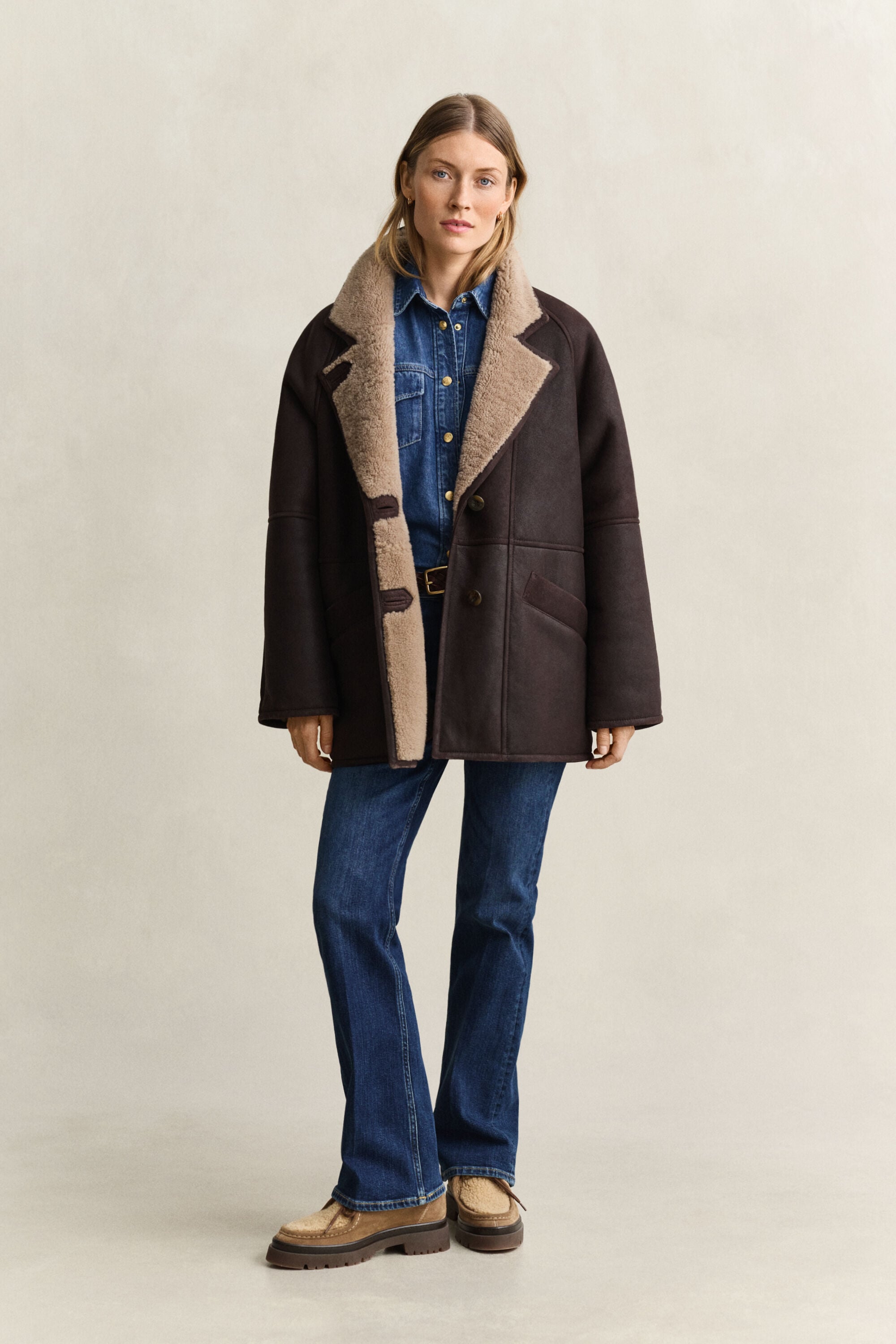 Veste en peau lainée