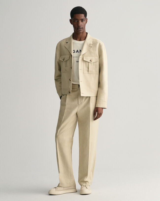 Veste de costume relaxed fit en coton et lin