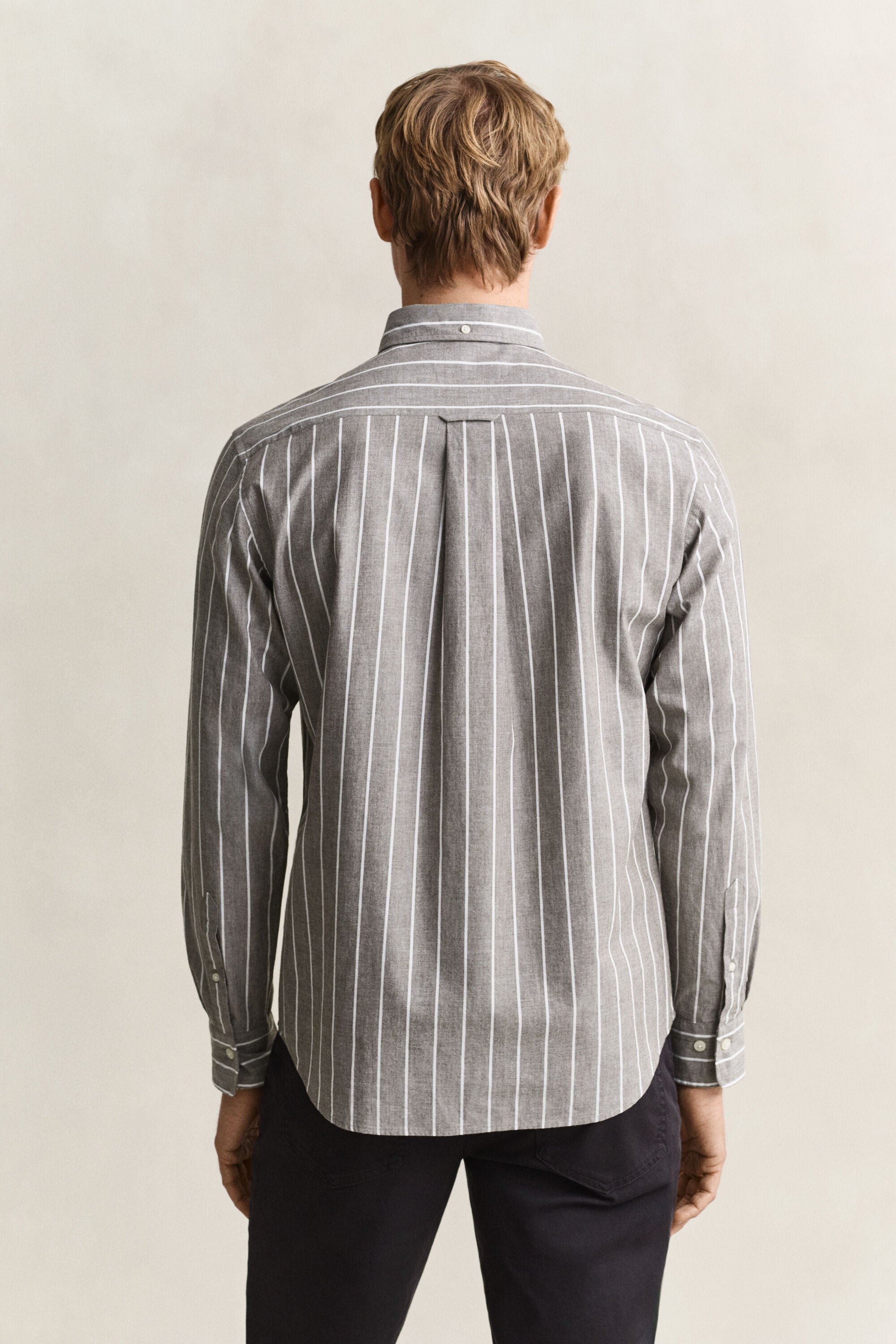 Mélange poplin overhemd met strepen