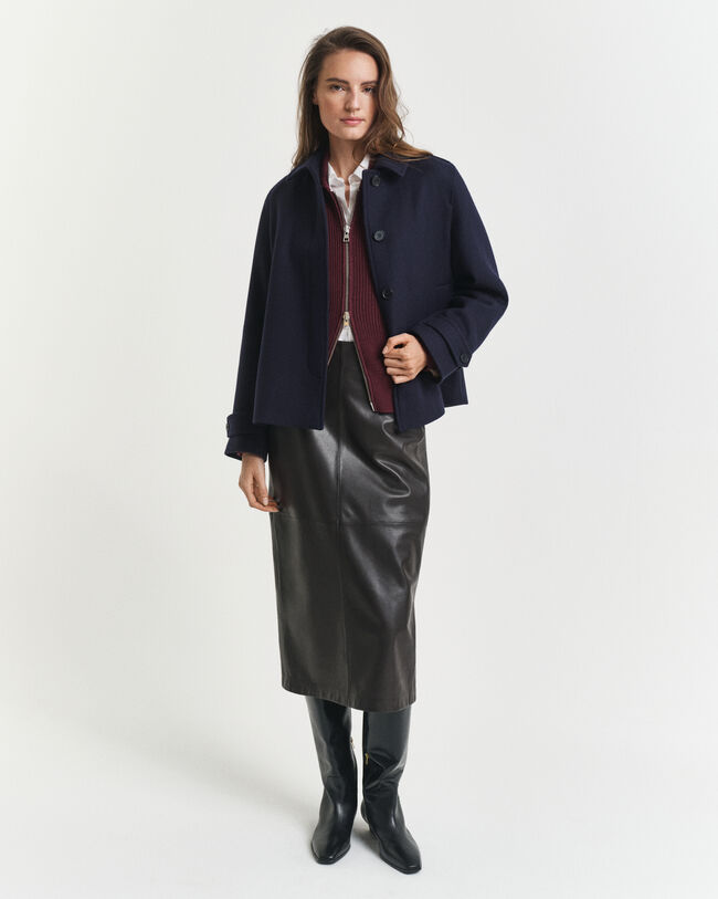 Jupe crayon midi en cuir