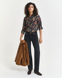 Chemise coupe regular en coton et soie à imprimé floral