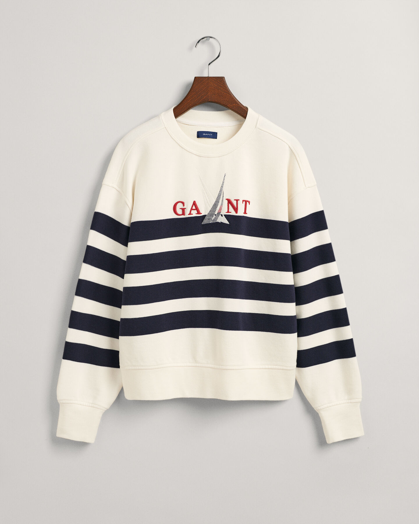 Sail Graphic sweatshirt met strepen en ronde hals