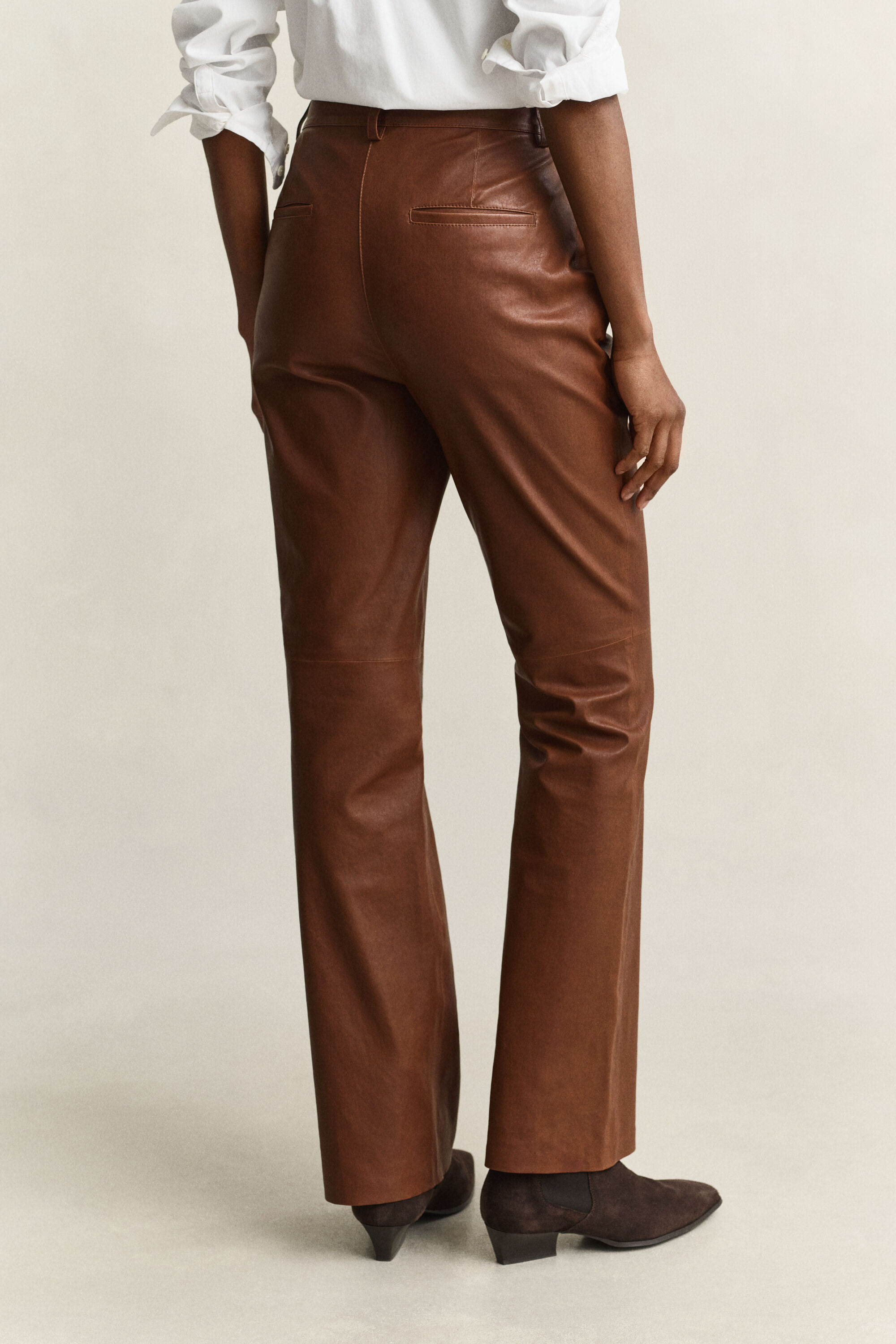 Pantalon évasé en cuir
