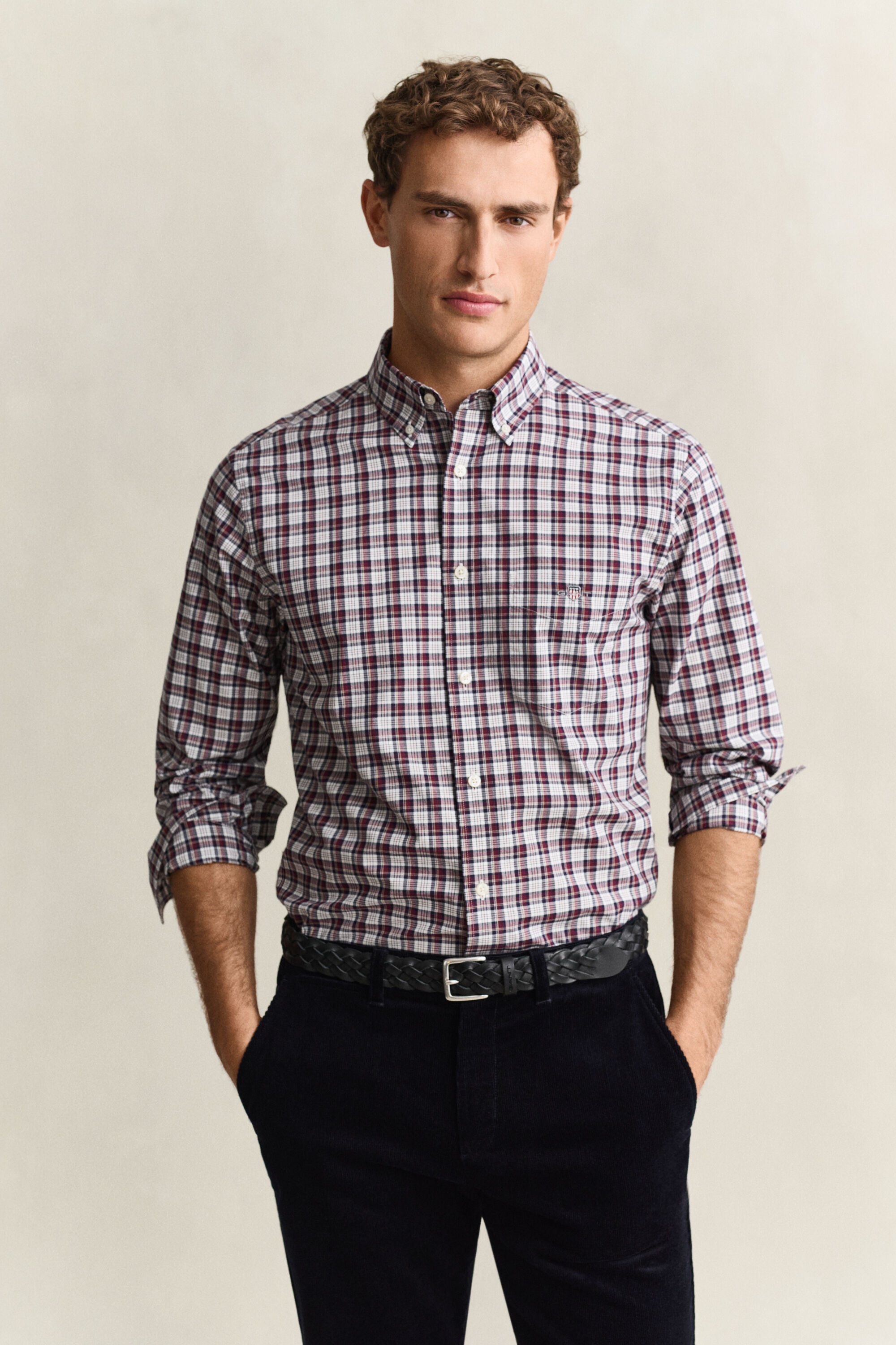 Geruit poplin hemd