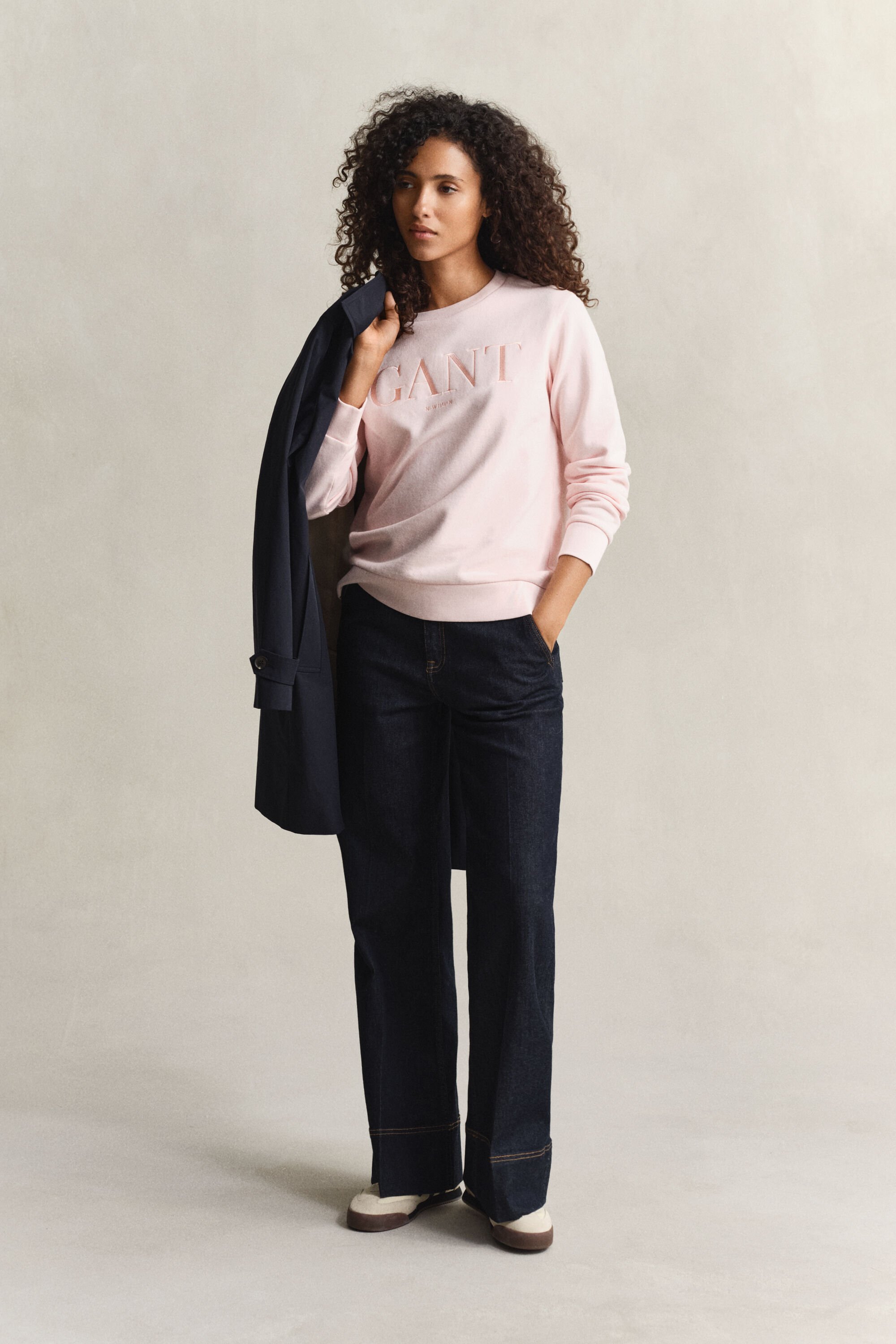 Ton sur ton grafisch sweatshirt met ronde hals