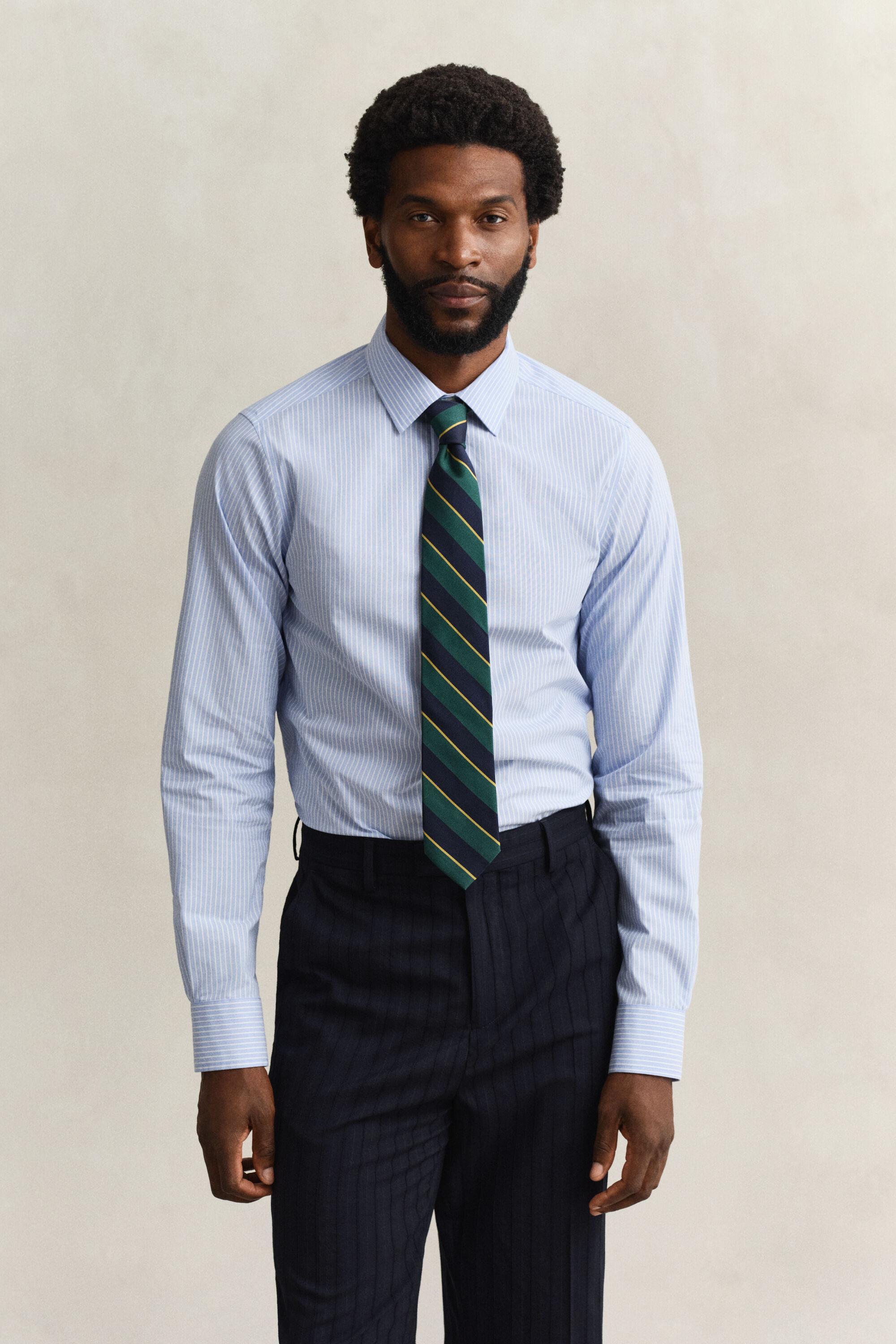 Gestreept overhemd van stretchpoplin