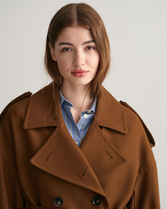 Trench-coat en laine mélangée