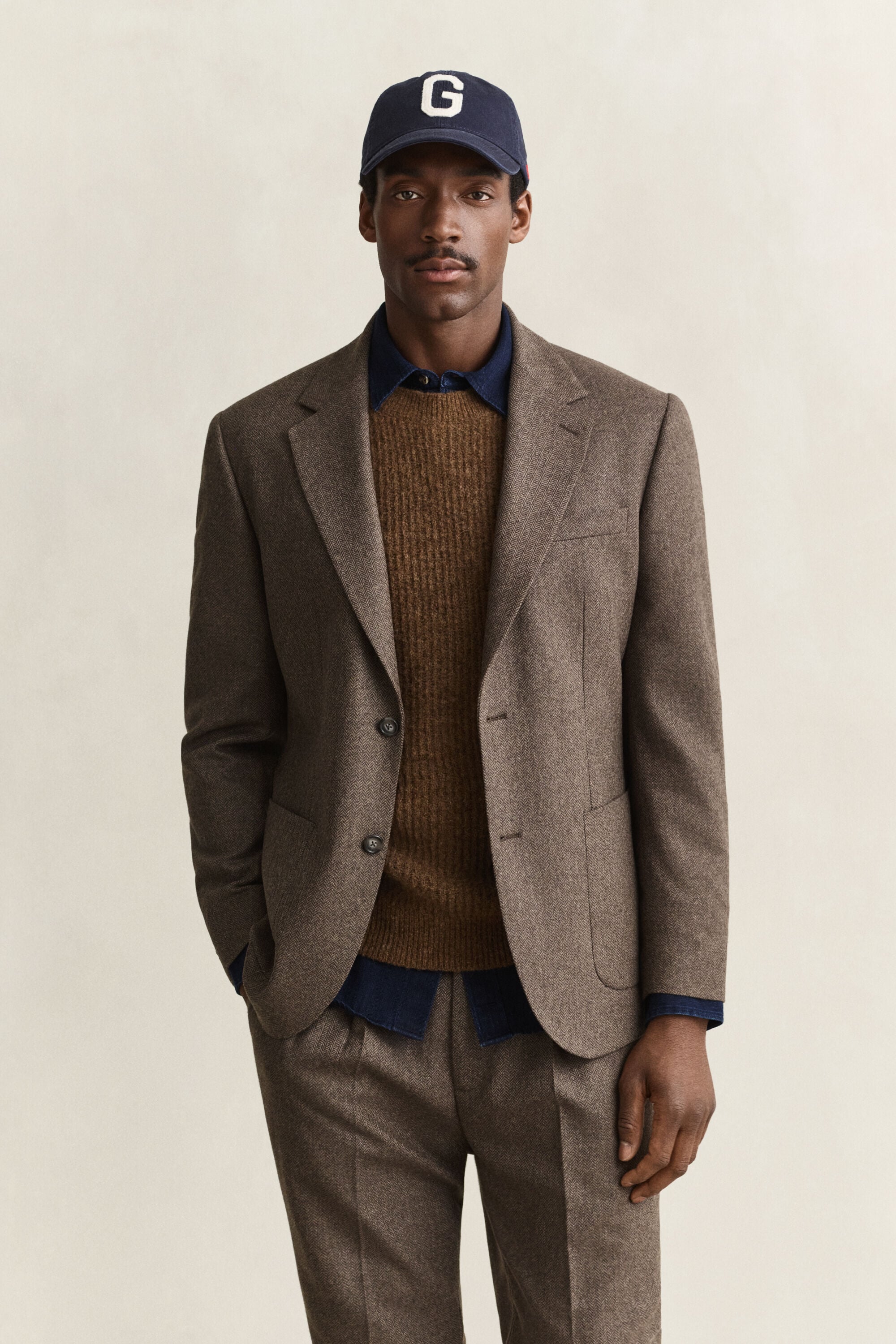 Veste de costume en laine à chevrons