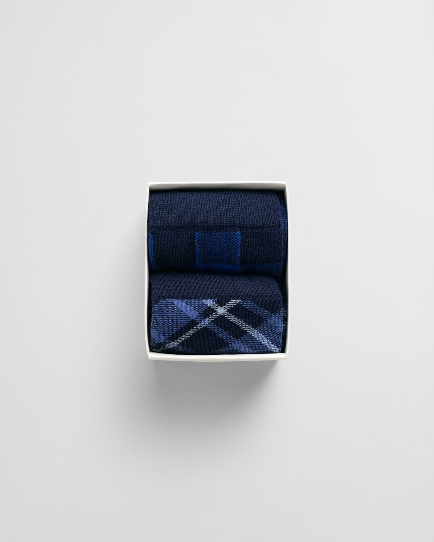 Set van twee paar geruite sokken in cadeauverpakking