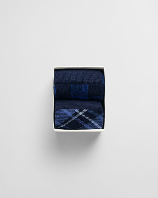 Set van twee paar geruite sokken in cadeauverpakking