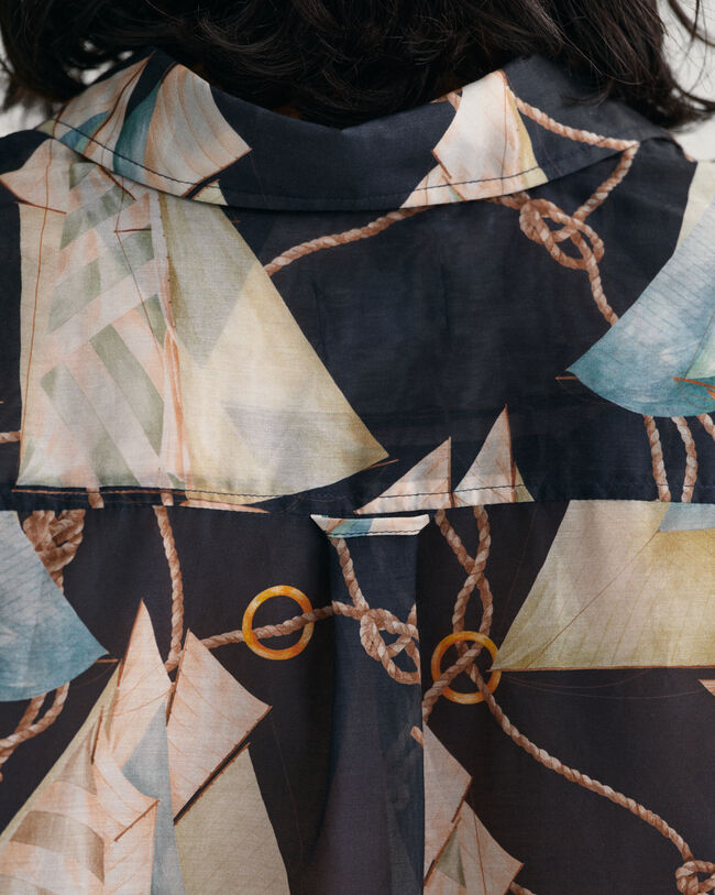 Relaxed Fit Sailing Print overhemd van katoen en zijde