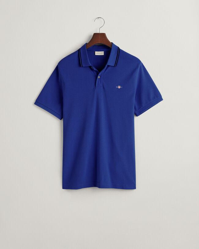 Basic piqu&eacute; poloshirt met contrasterende rand