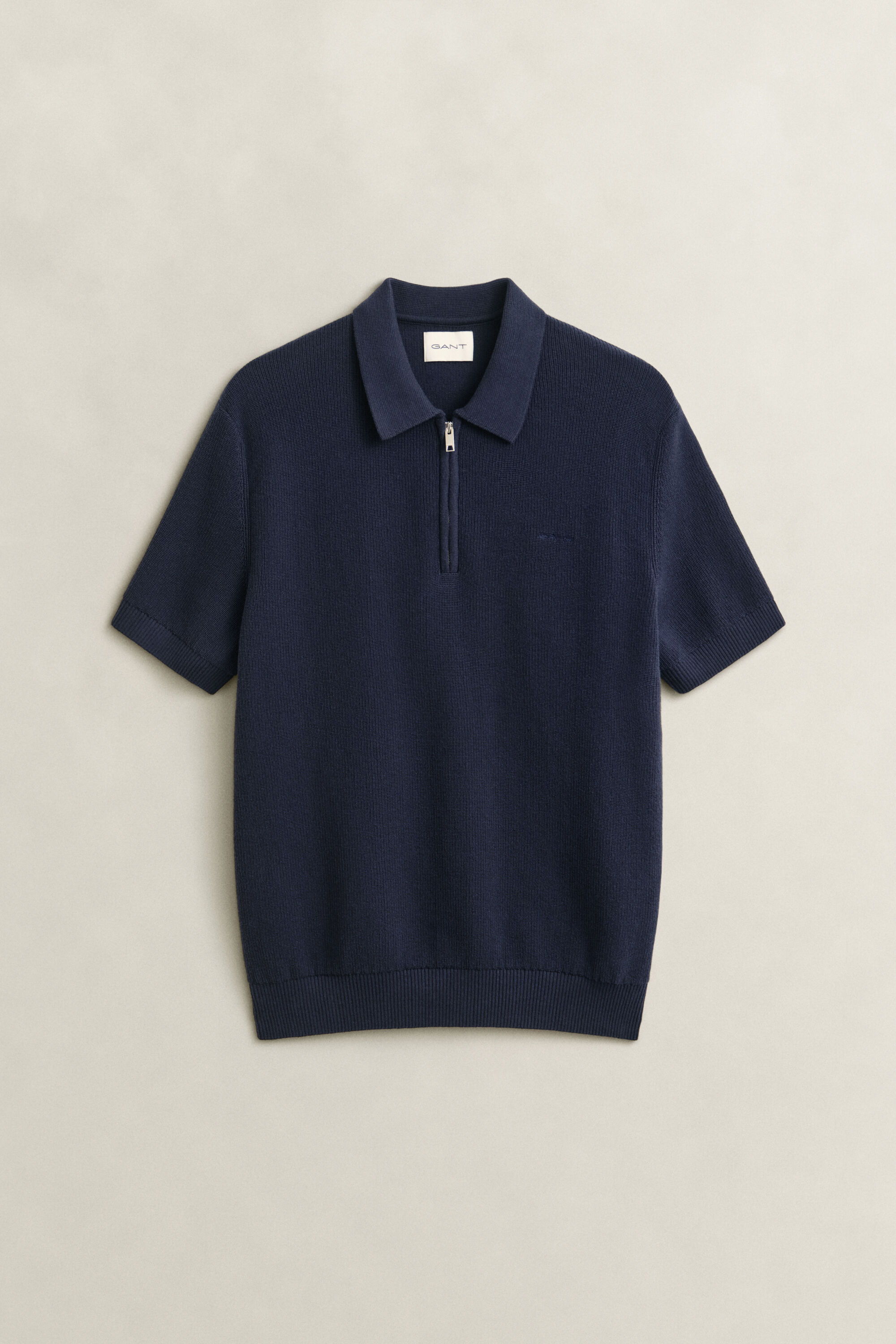 Polosweater van geribd katoen