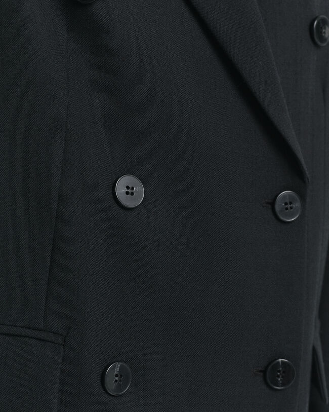 Veste blazer coupe décontractée en laine mélangée à boutonnage croisé Hopsack