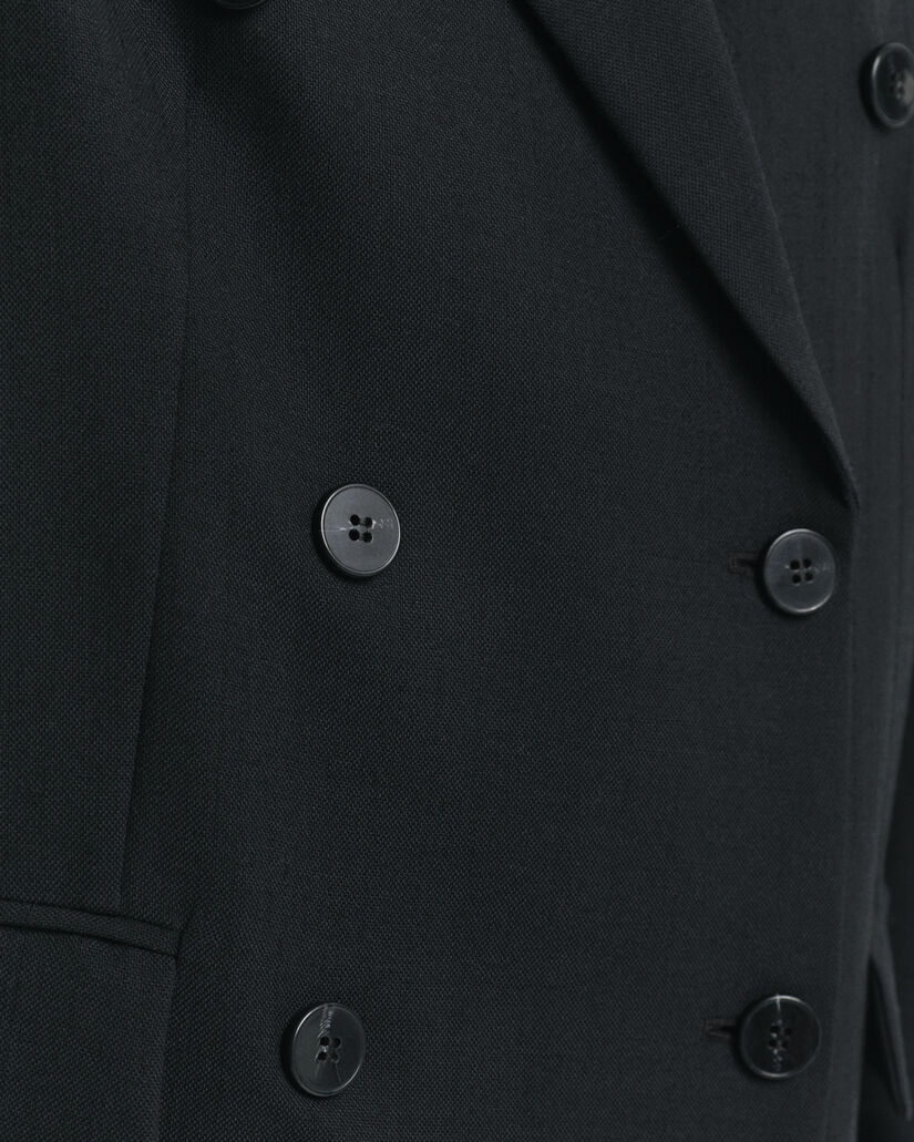 Veste blazer coupe décontractée en laine mélangée à boutonnage croisé Hopsack