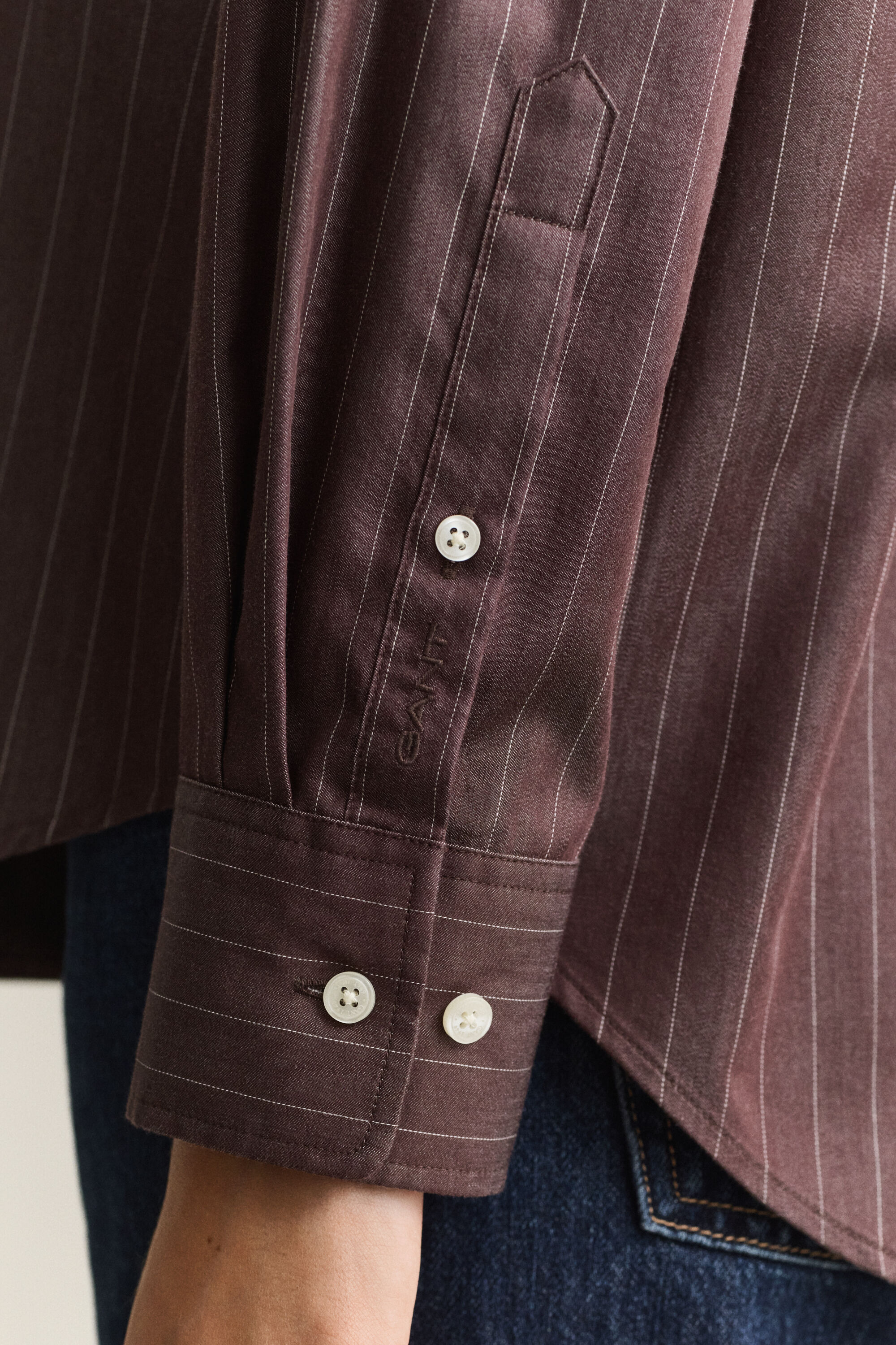Chemise décontractée en popeline à rayures