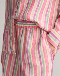 Short en lin à rayures multicolores Pull-On