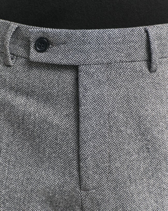 Pantalon de costume coupe slim en flanelle à chevrons