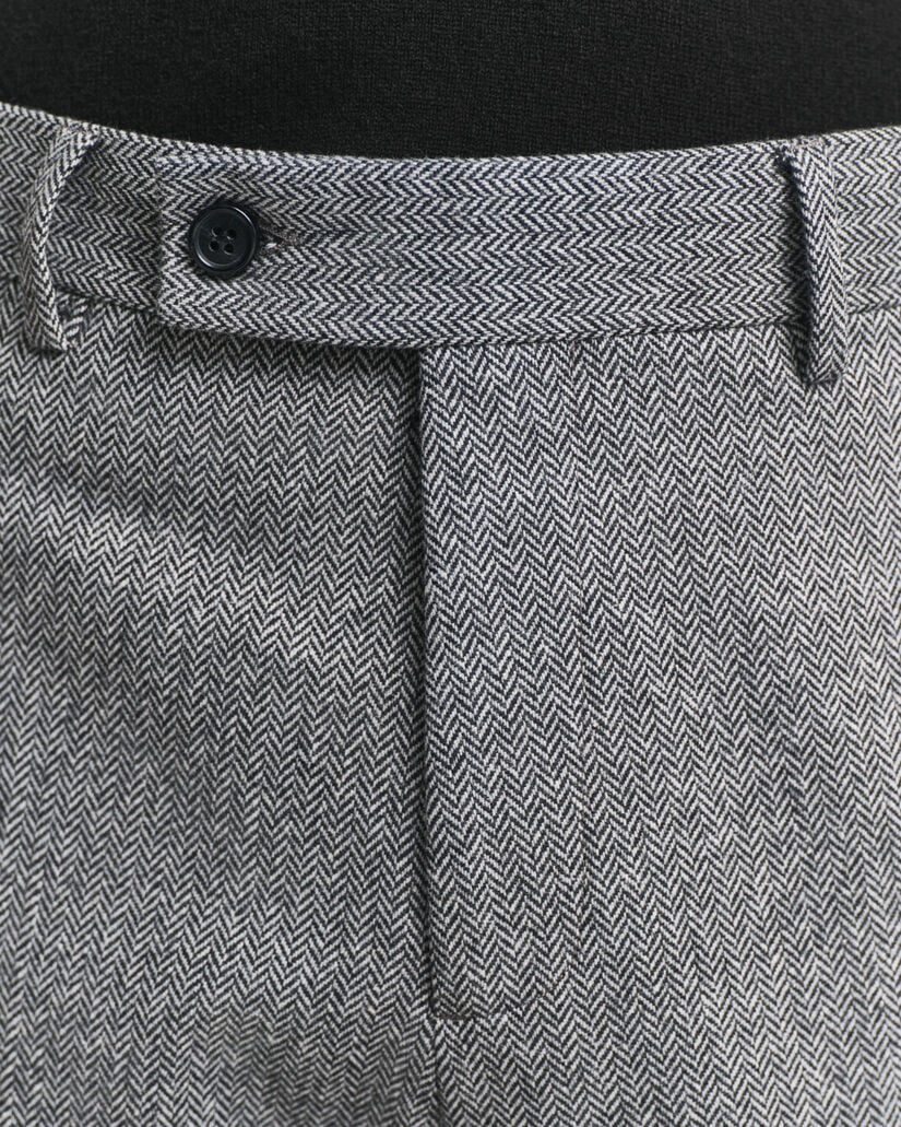 Pantalon de costume coupe slim en flanelle à chevrons