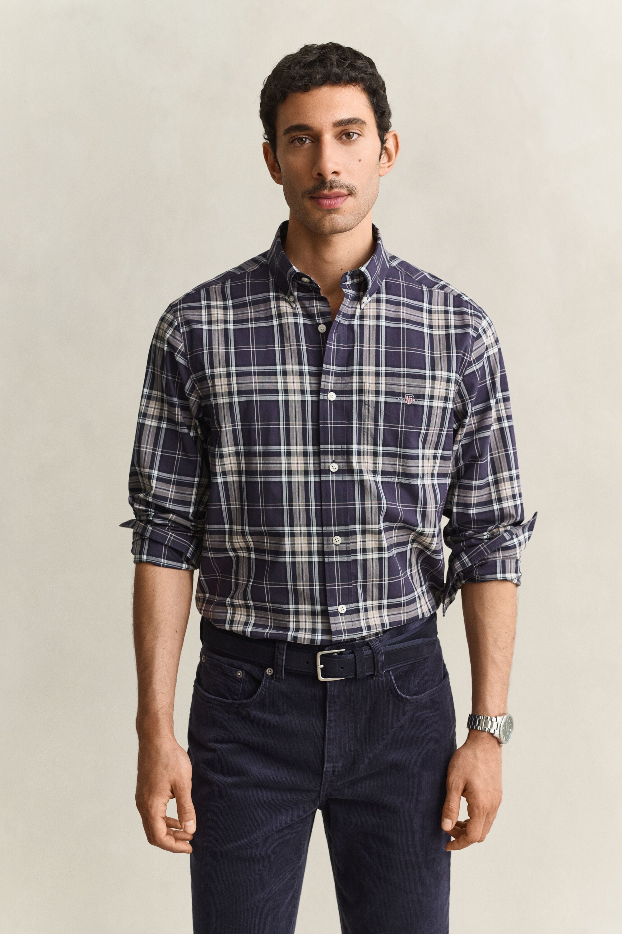 Geruit poplin hemd