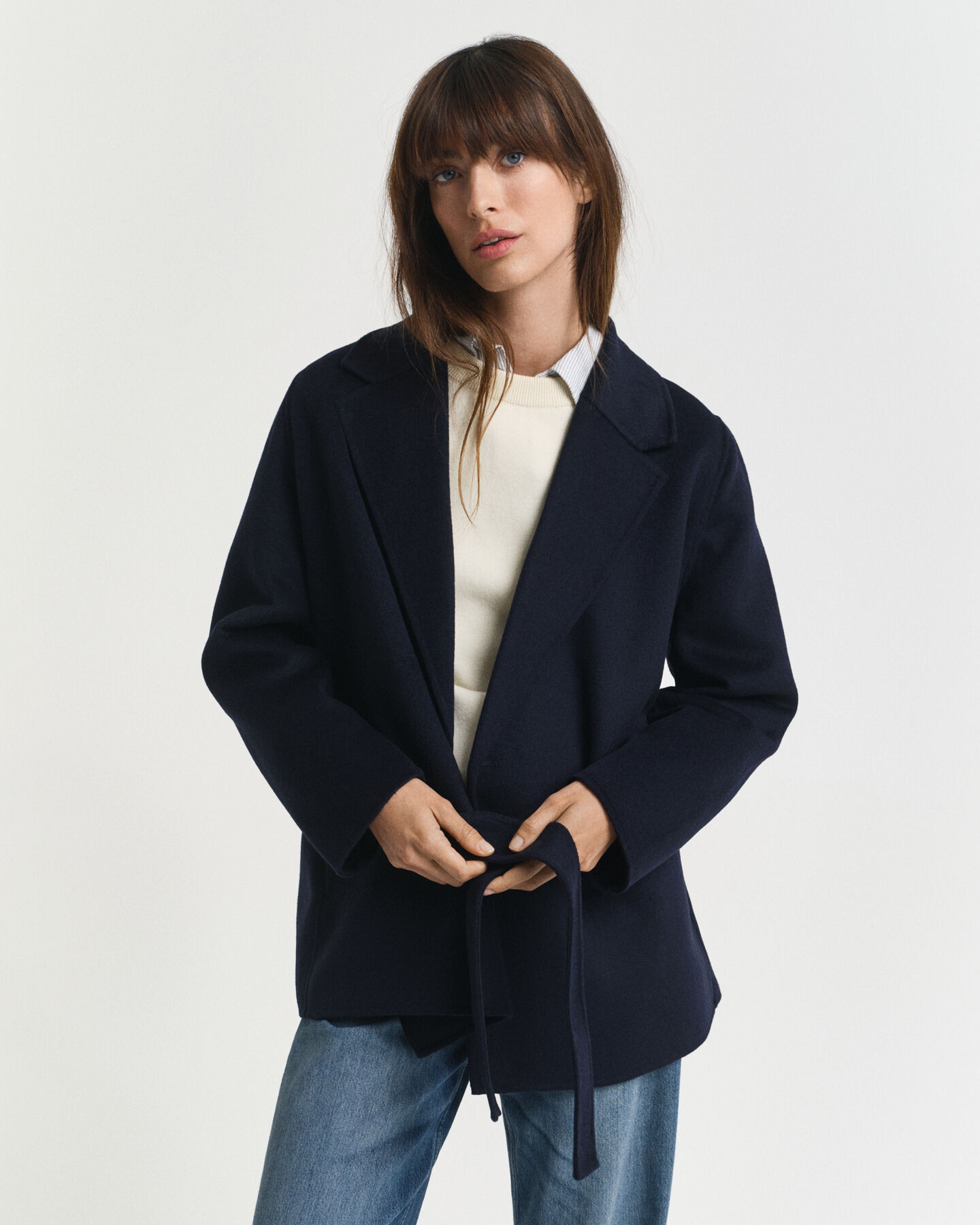 Veste cousue main avec ceinture