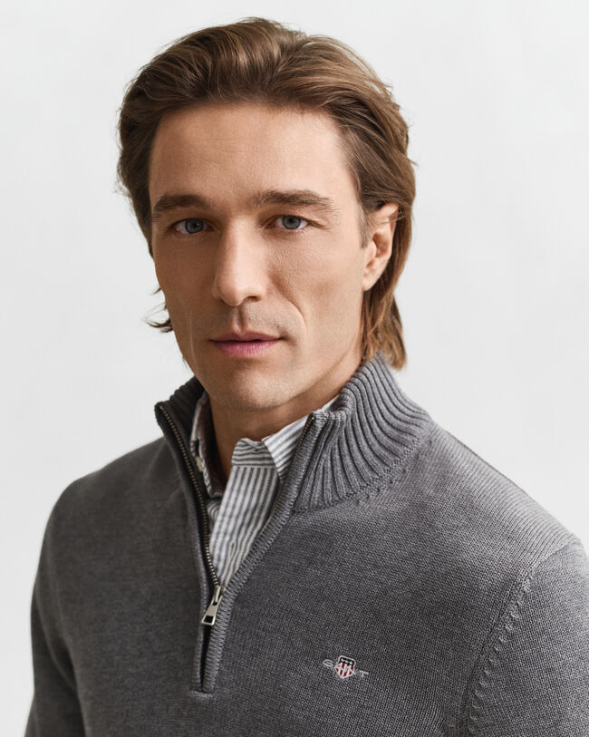 Pull en coton décontracté à demi-zip