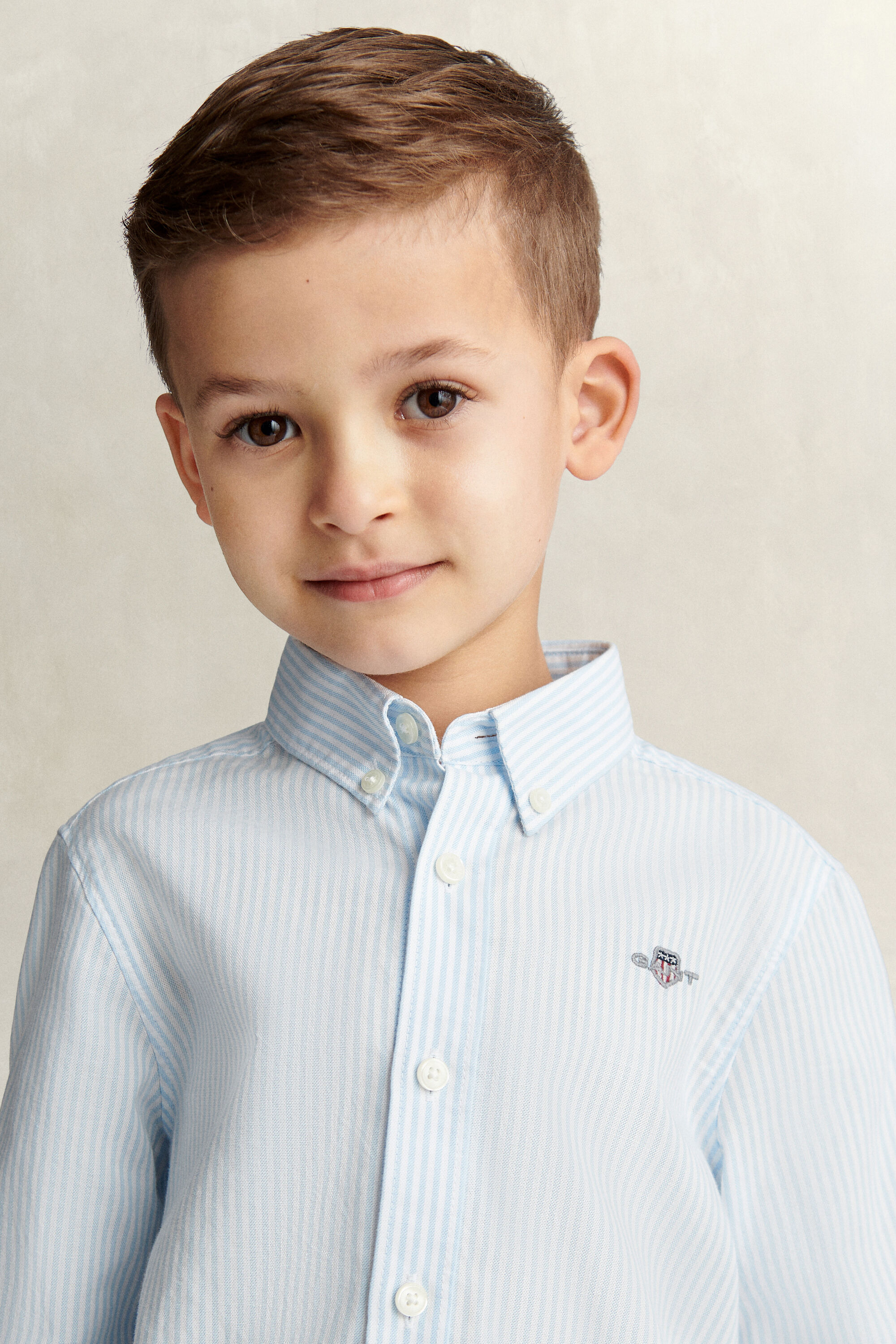 Chemise en coton Oxford à rayures avec écusson Garçon