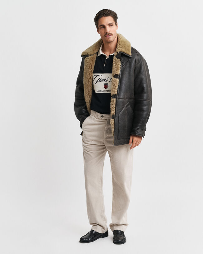 Pantalon coupe droite en velours côtelé