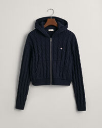 Sweat &agrave; capuche court zipp&eacute; en maille torsad&eacute;e Shield Teen Girls