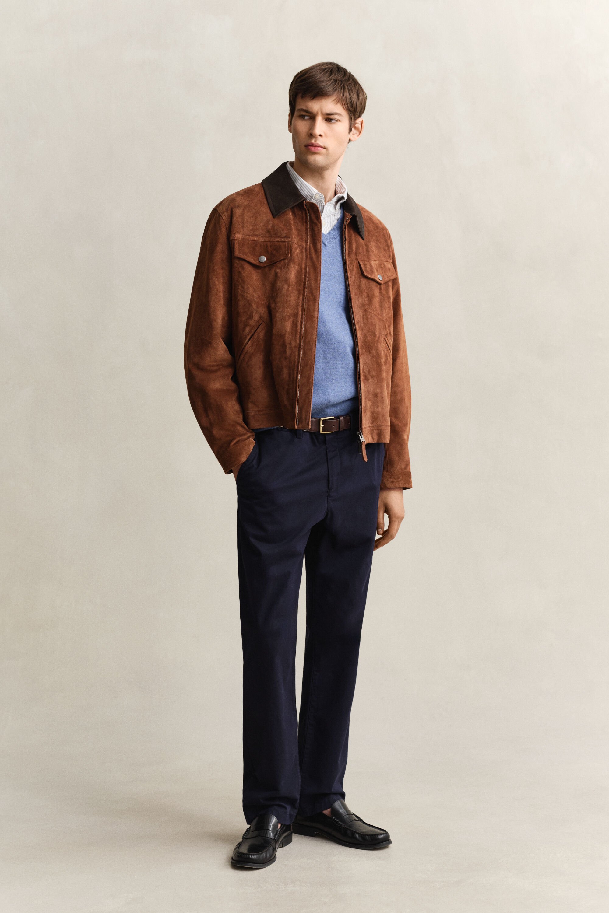 Pull col V en coton classique