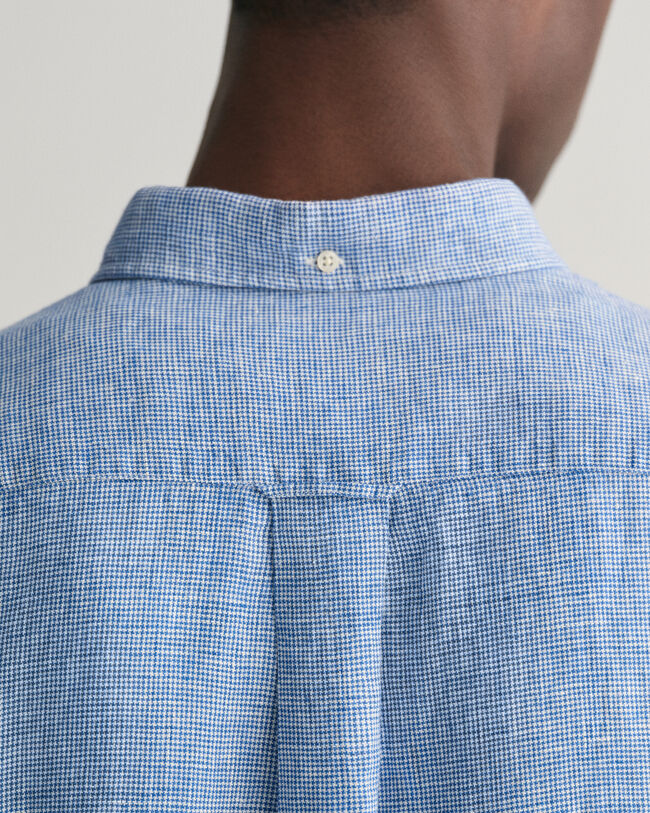 Regular Fit linnen hemd met korte mouwen met pied-de-poule