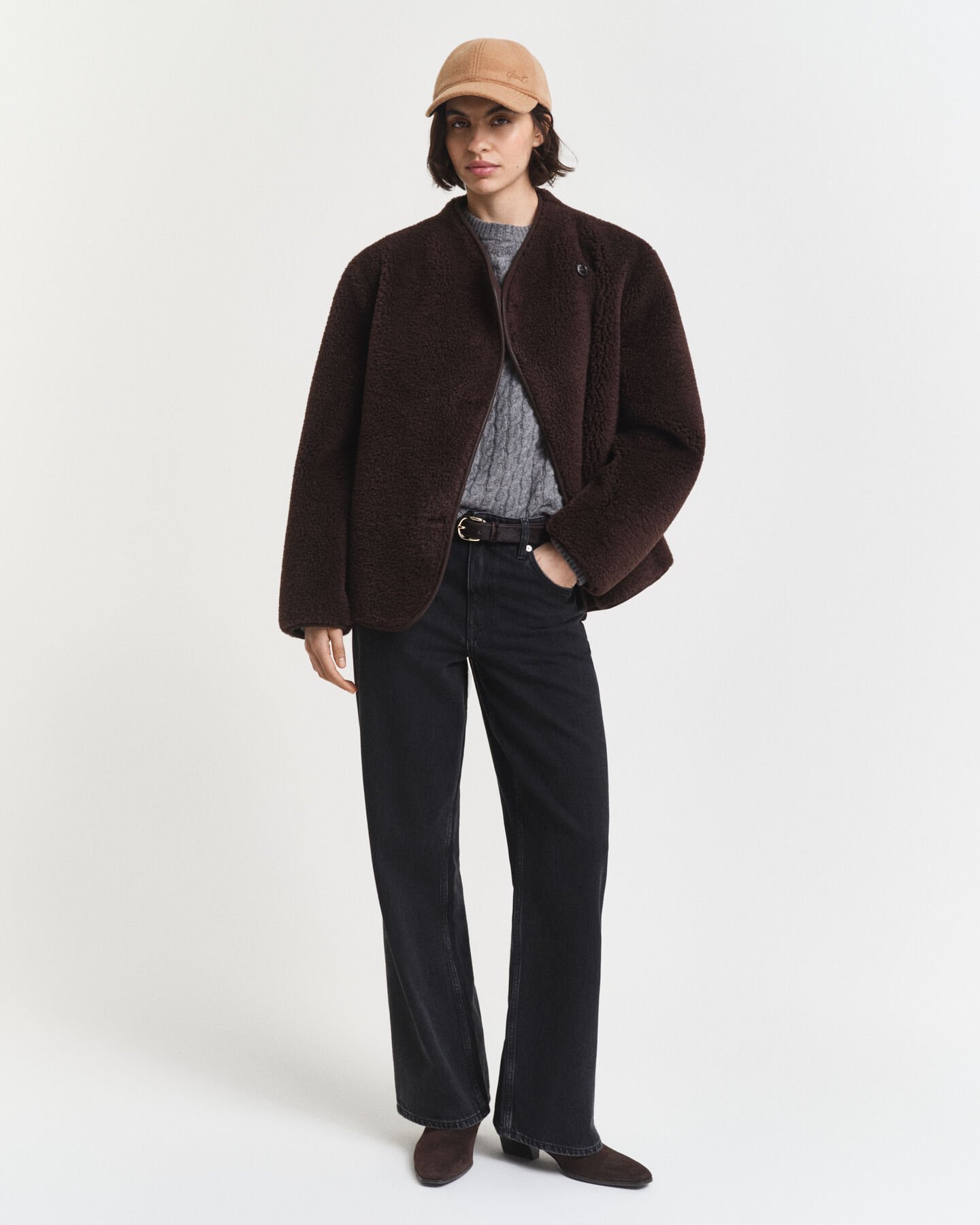 Pull col rond en maille torsadée de cachemire