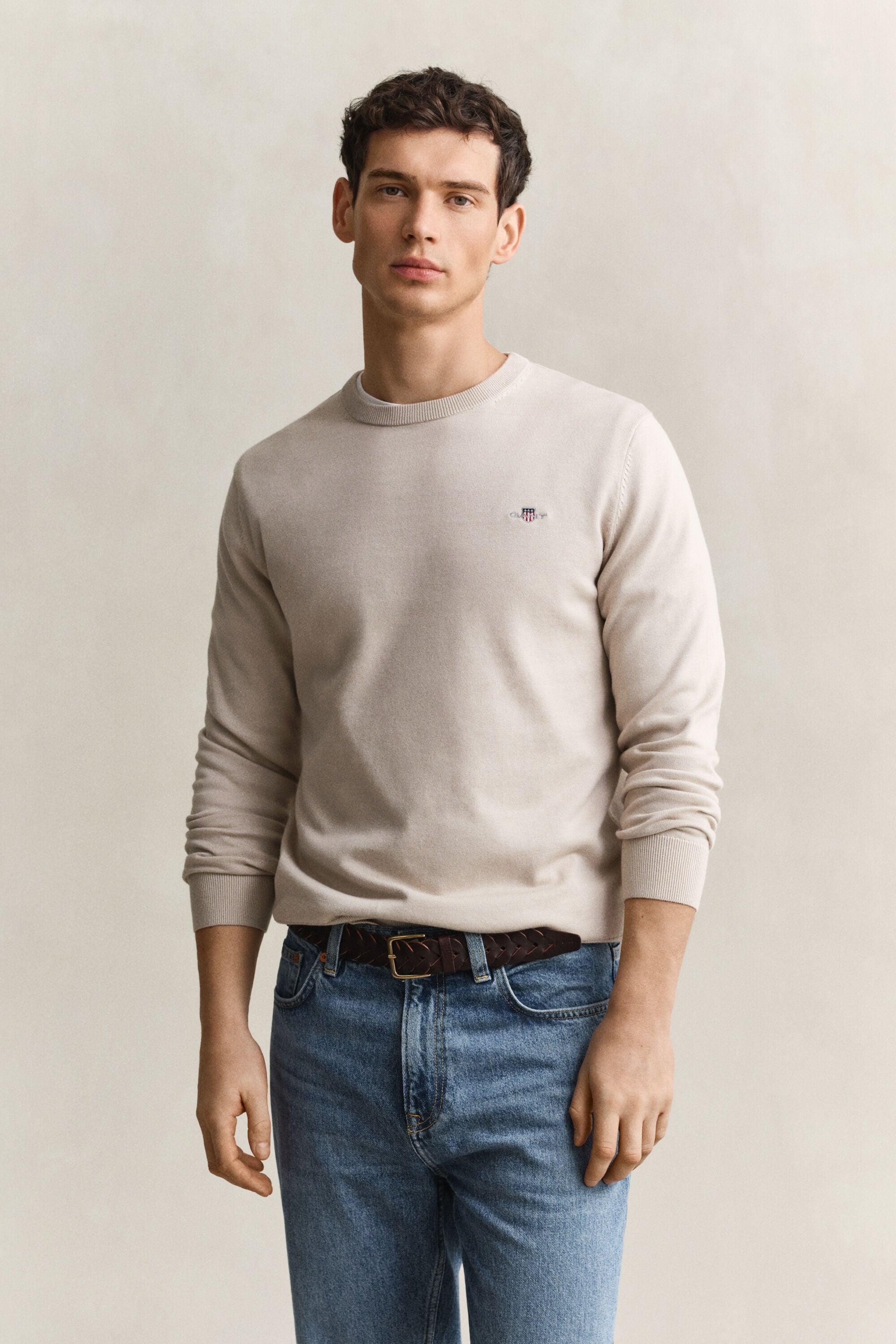 Pull col rond en coton classique