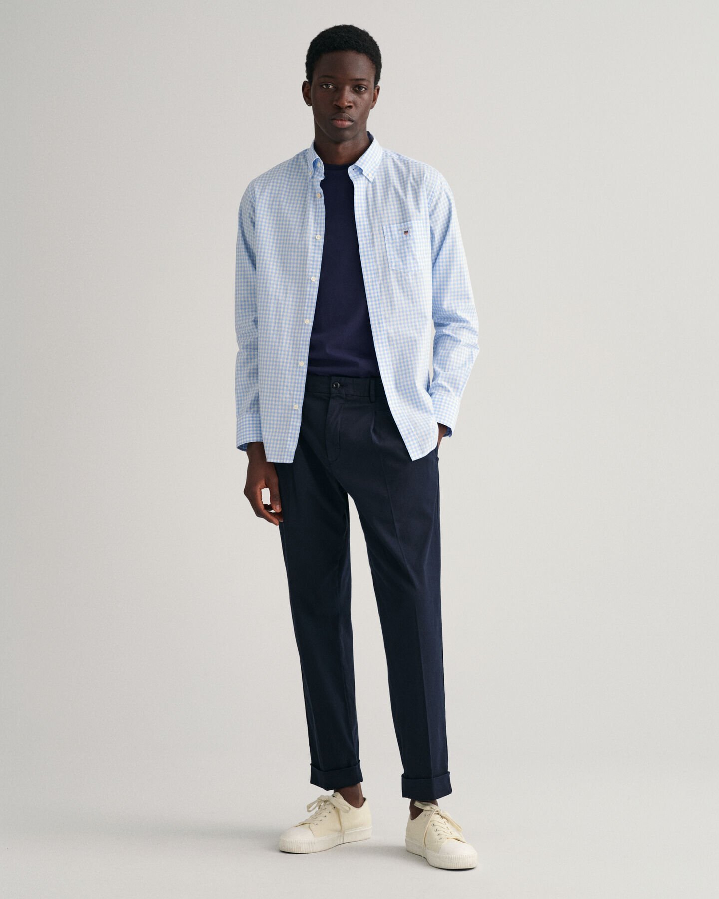 Regular Fit poplin hemd met Gingham-ruitje