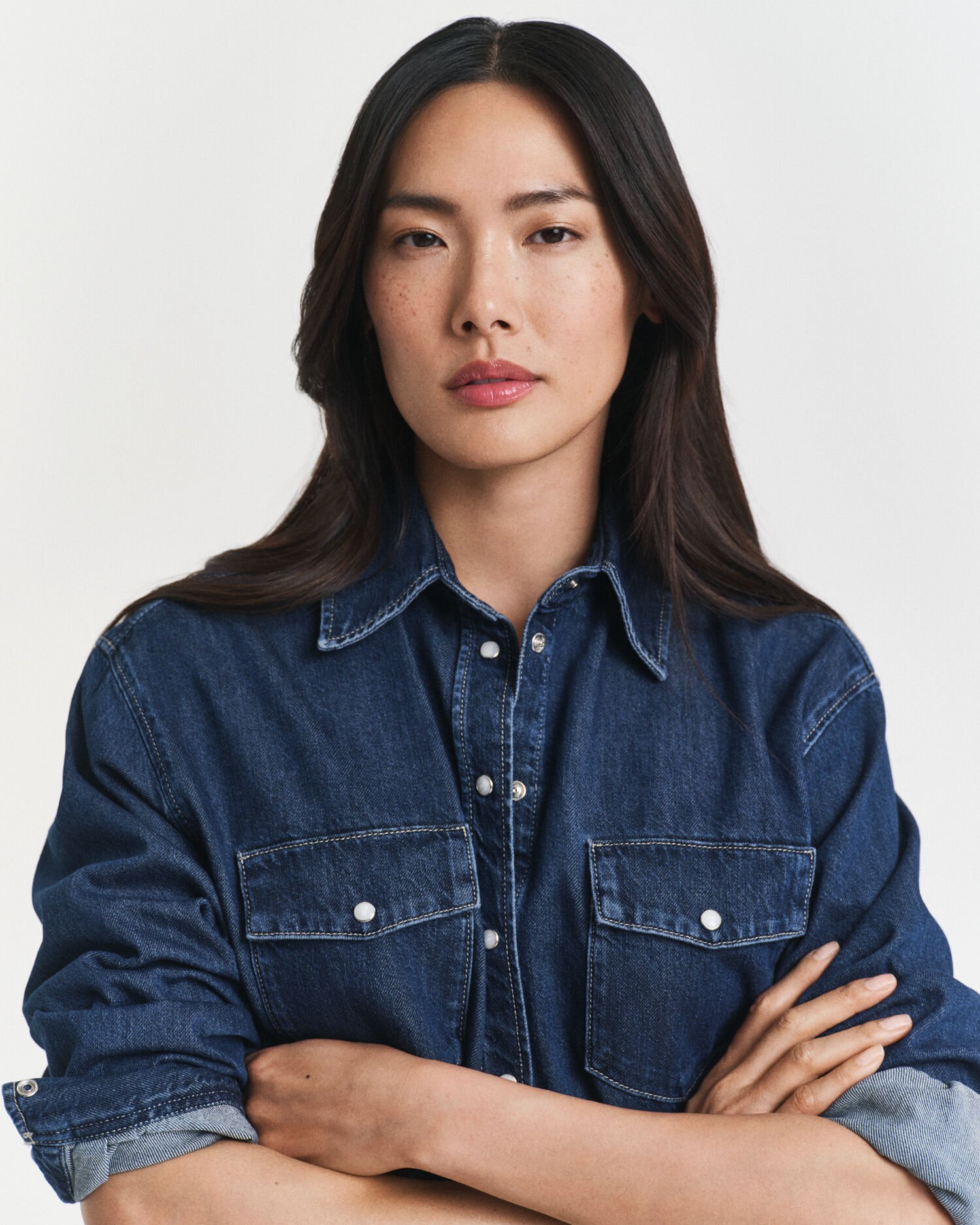 Chemise coupe décontractée en denim à poches