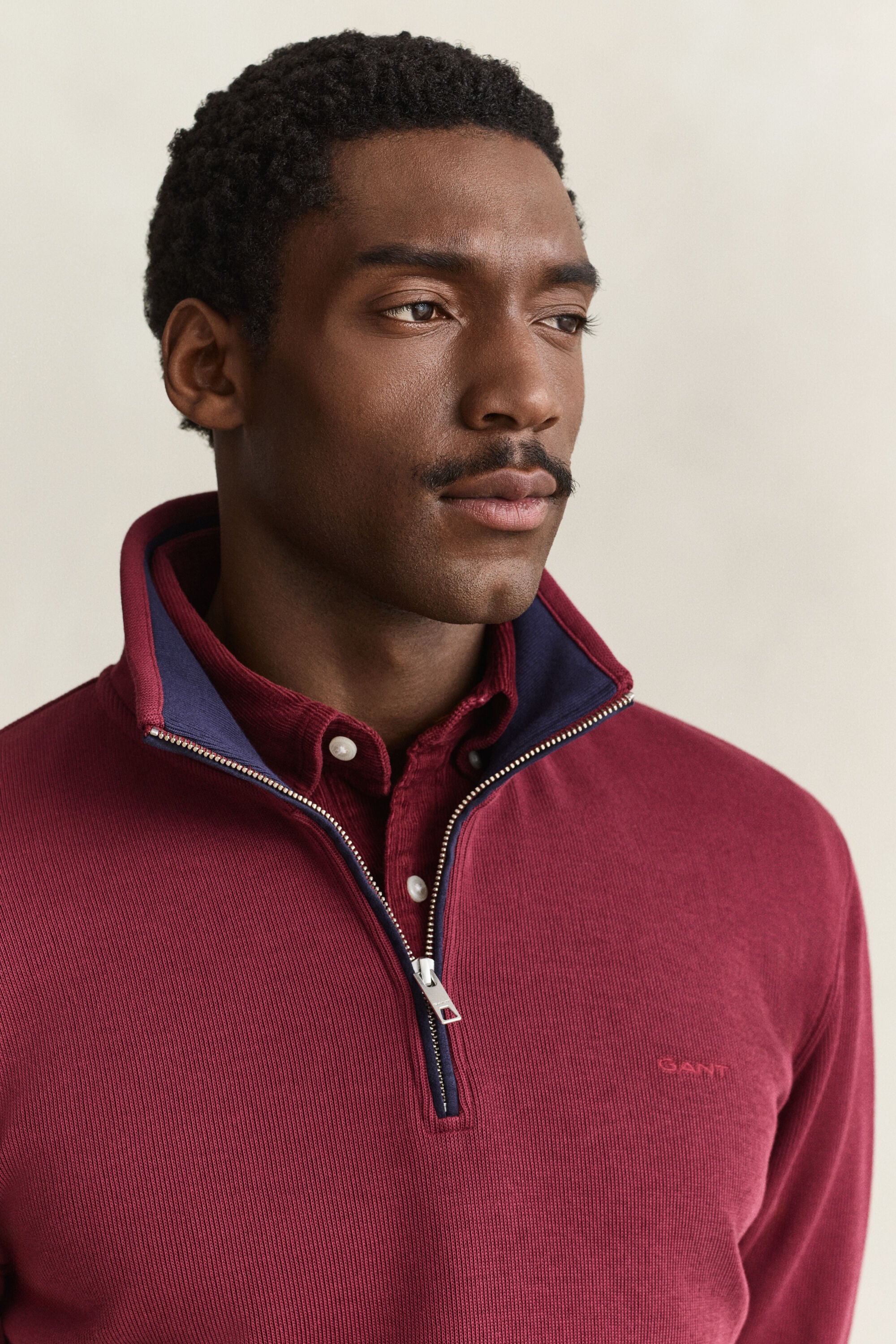 Sacker Rib sweatshirt met korte rits