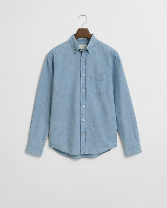 Chemise coupe regular en chambray indigo