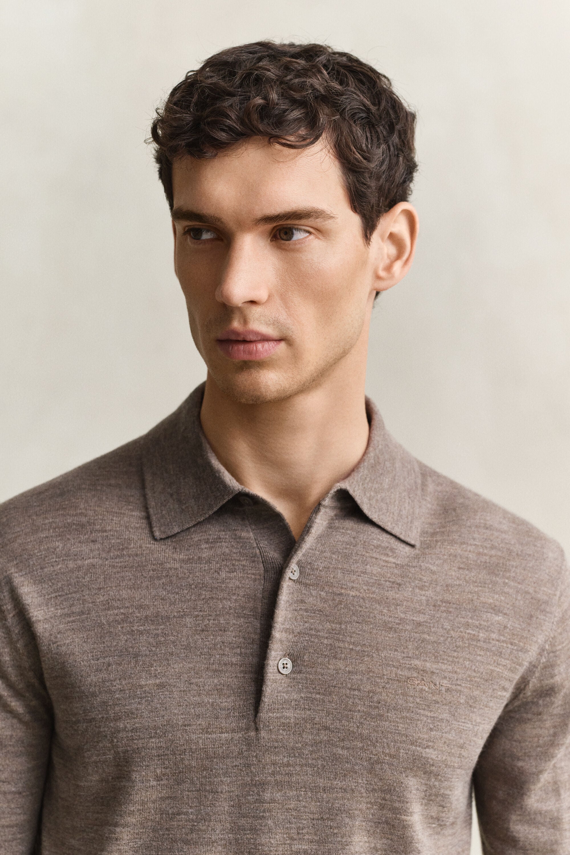 Pull façon polo en laine mérinos extrafine