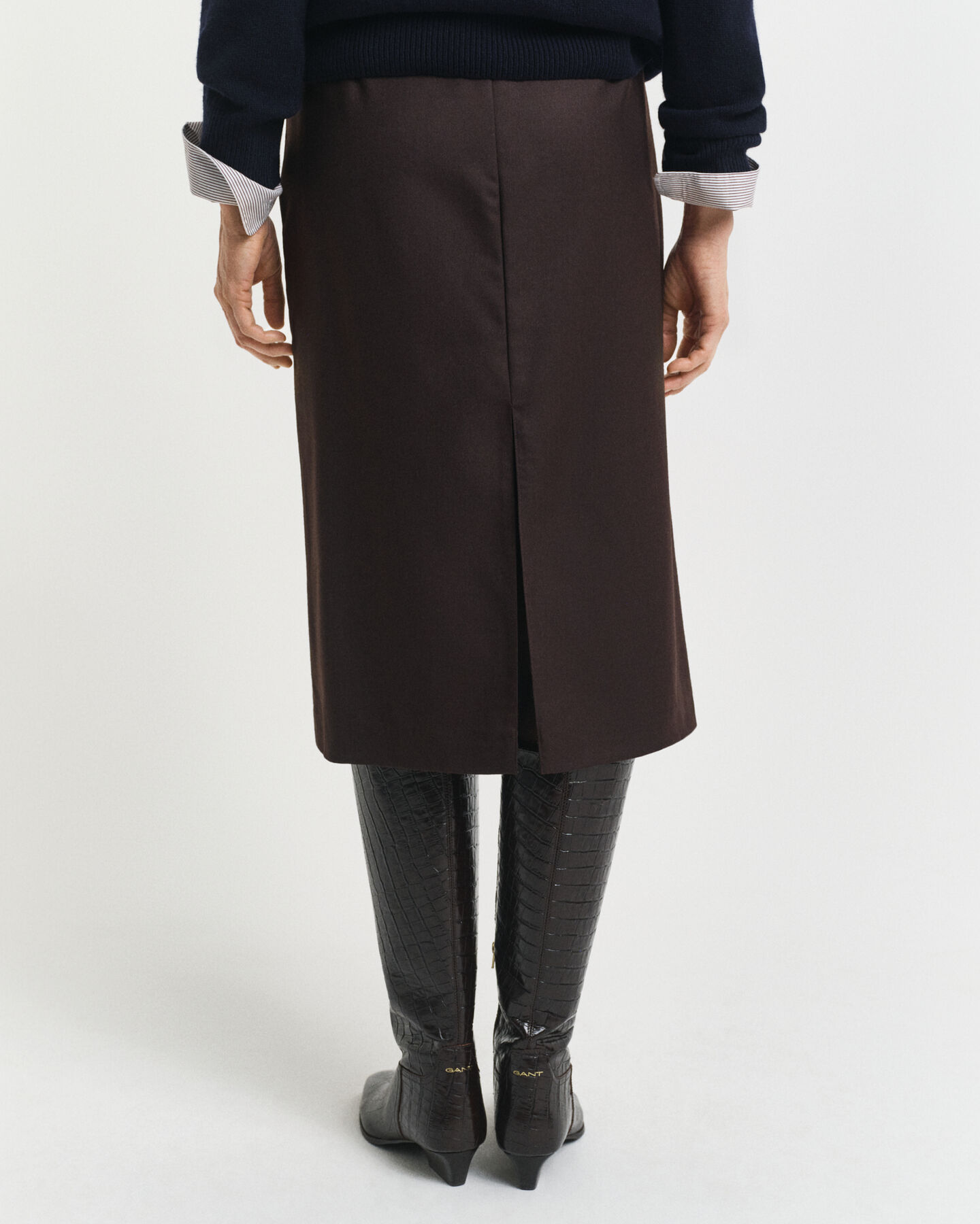 Jupe crayon midi en laine mélangée