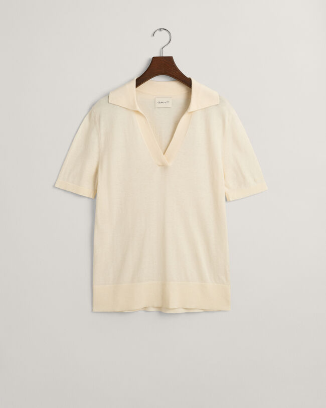 Rugger en maille fine &agrave; manches courtes