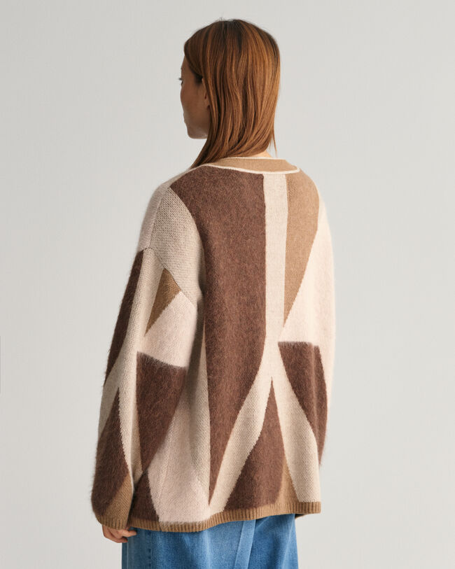 Cardigan en intarsia &agrave; imprim&eacute; Letters