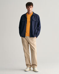 Pull ras du cou en coton et lin