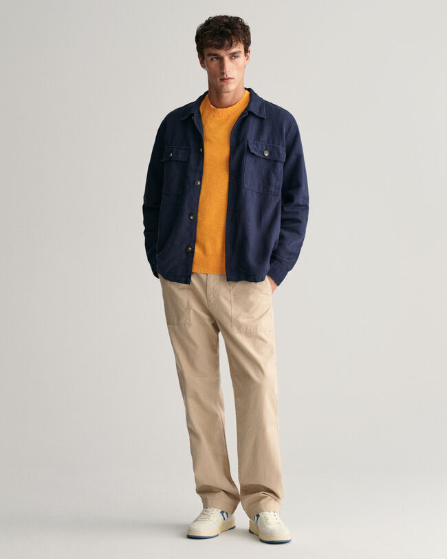 Pull ras du cou en coton et lin