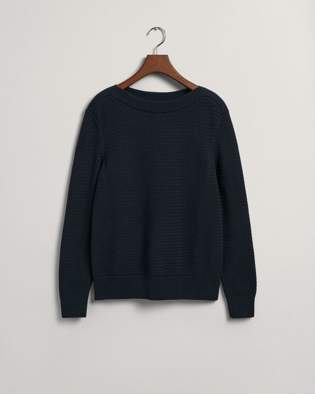 Pull col bateau en coton Textured