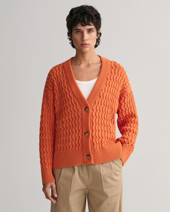Cardigan col V en coton Textured