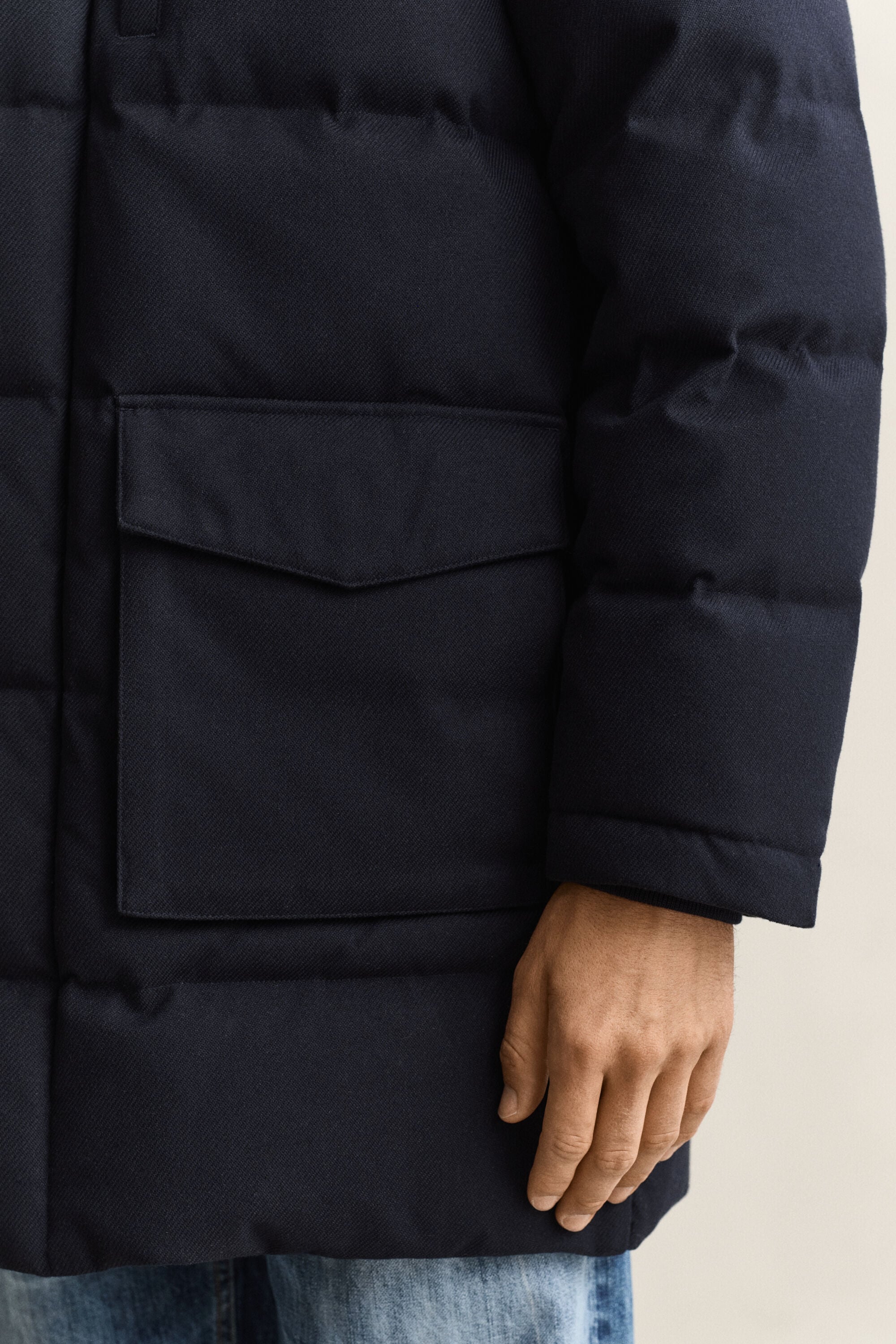 Veste matelassée mi-longue en flanelle