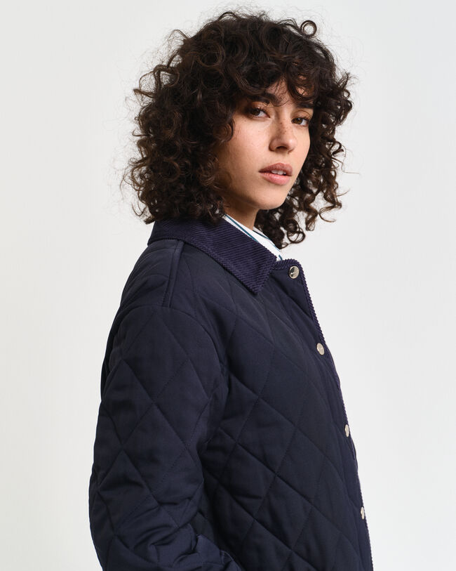 Gewatteerde jas met corduroy details