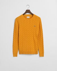 Katoenen gebreide kabeltrui met ronde hals